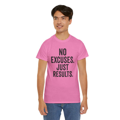Motivational Unisex Heavy Cotton Tee - No Excuses Just Results, Fitness Shirt, Workout Apparel, Inspirational Top, Gift for Athletes, [...]