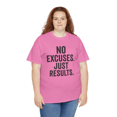 Motivational Unisex Heavy Cotton Tee - No Excuses Just Results, Fitness Shirt, Workout Apparel, Inspirational Top, Gift for Athletes, [...]