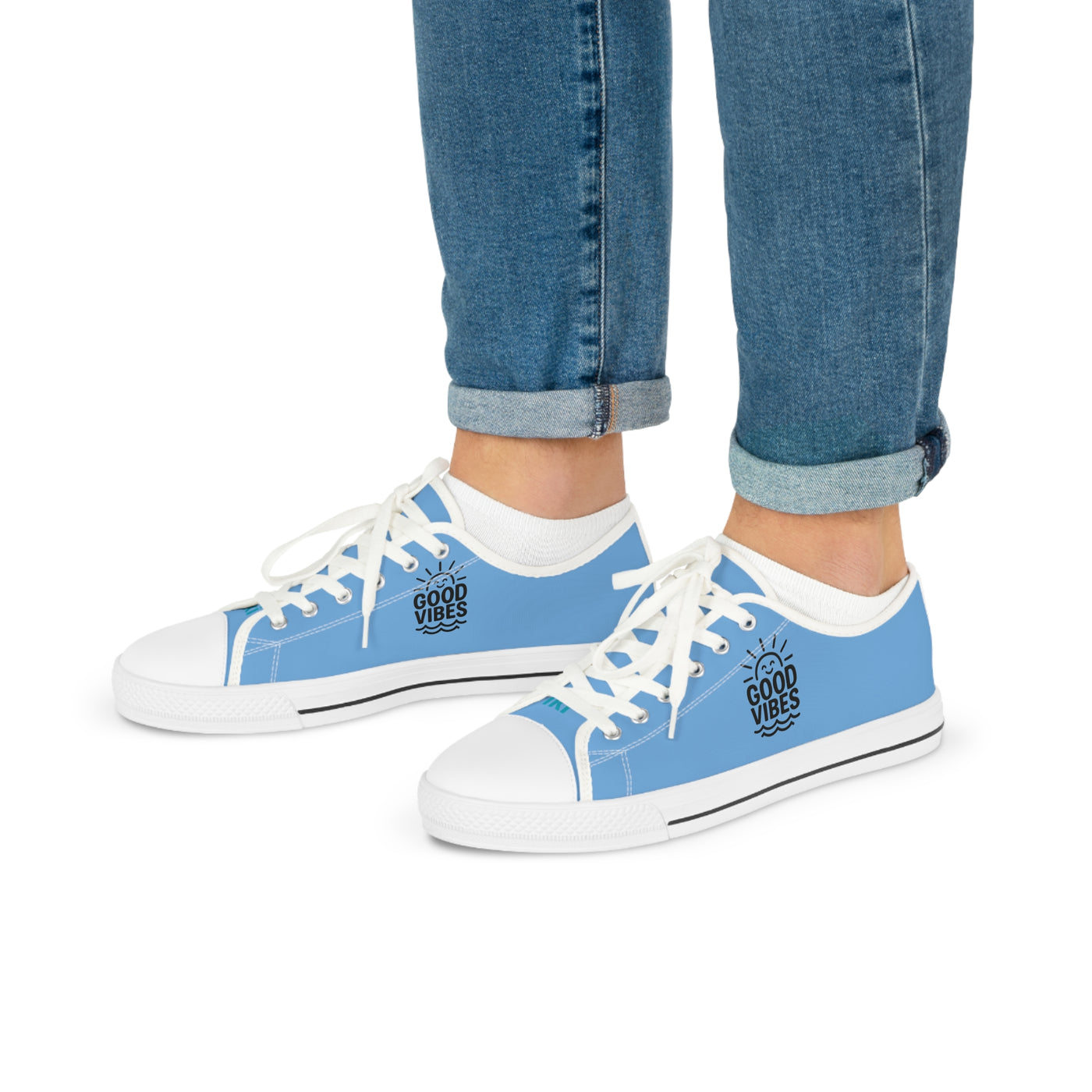 Good Vibes Men's Low Top Sneakers, Casual Footwear, Summer Shoes, Beach Sneakers, Gift for Him, Comfortable Everyday Sneakers