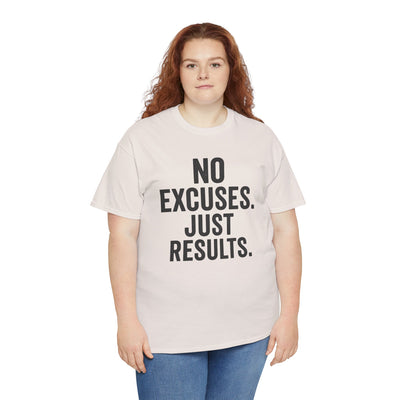 Motivational Unisex Heavy Cotton Tee - No Excuses Just Results, Fitness Shirt, Workout Apparel, Inspirational Top, Gift for Athletes, [...]