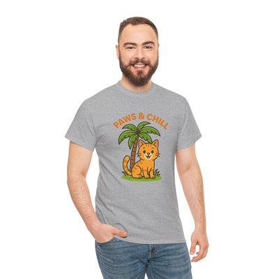 Paws & Chill Funny Cat T-Shirt – Cute Unisex Cat Lover Tee