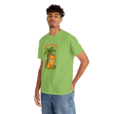 Paws & Chill Funny Cat T-Shirt – Cute Unisex Cat Lover Tee