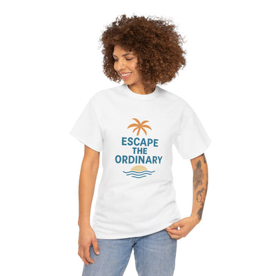 Escape the Ordinary T-Shirt – Tropical Palm Tree Shirt – Adventure Travel Unisex Tee – Summer Beach Shirt – Motivational Graphic Tee