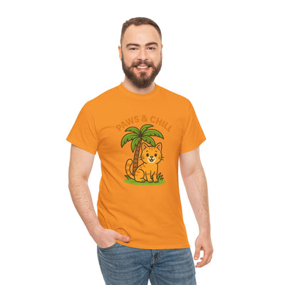 Paws & Chill Funny Cat T-Shirt – Cute Unisex Cat Lover Tee