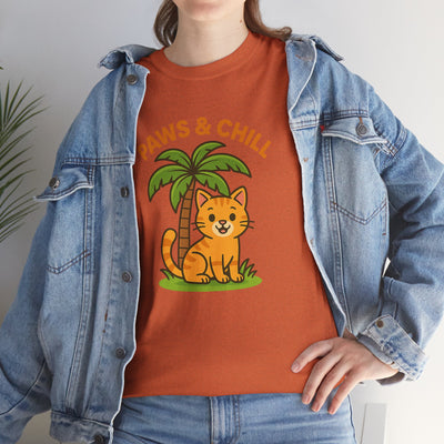 Paws & Chill Funny Cat T-Shirt – Cute Unisex Cat Lover Tee