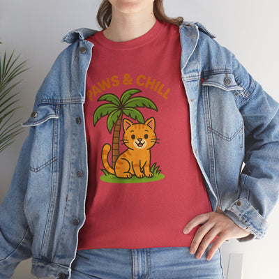 Paws & Chill Funny Cat T-Shirt – Cute Unisex Cat Lover Tee