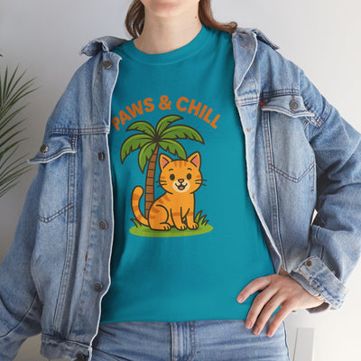 Paws & Chill Funny Cat T-Shirt – Cute Unisex Cat Lover Tee