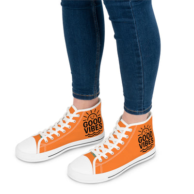 Sunny Vibes High Top Sneakers | Casual Fashion Footwear, Summer Style, Trendy Kicks, Perfect Gift for Her, Unique Streetwear
