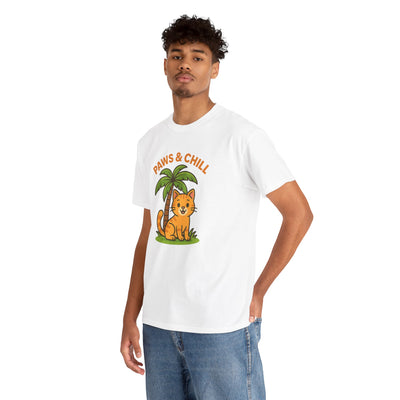 Paws & Chill Funny Cat T-Shirt – Cute Unisex Cat Lover Tee