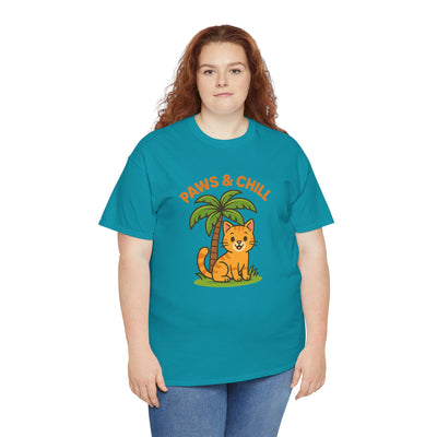 Paws & Chill Funny Cat T-Shirt – Cute Unisex Cat Lover Tee