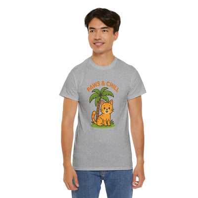 Paws & Chill Funny Cat T-Shirt – Cute Unisex Cat Lover Tee
