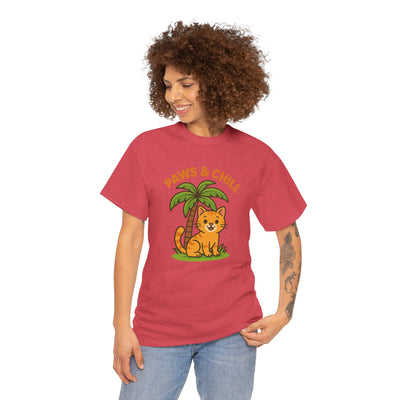 Paws & Chill Funny Cat T-Shirt – Cute Unisex Cat Lover Tee