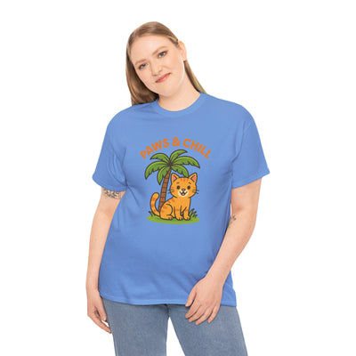 Paws & Chill Funny Cat T-Shirt – Cute Unisex Cat Lover Tee