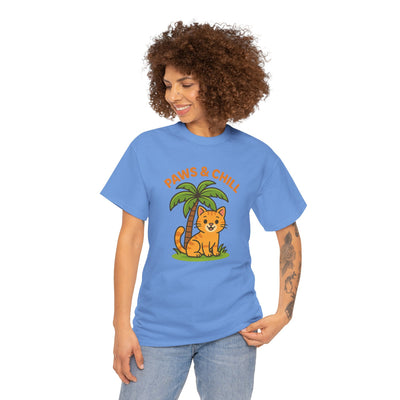 Paws & Chill Funny Cat T-Shirt – Cute Unisex Cat Lover Tee