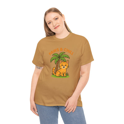 Paws & Chill Funny Cat T-Shirt – Cute Unisex Cat Lover Tee