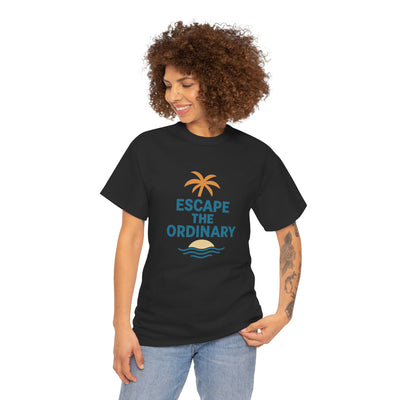 Escape the Ordinary T-Shirt – Tropical Palm Tree Shirt – Adventure Travel Unisex Tee – Summer Beach Shirt – Motivational Graphic Tee
