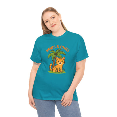 Paws & Chill Funny Cat T-Shirt – Cute Unisex Cat Lover Tee