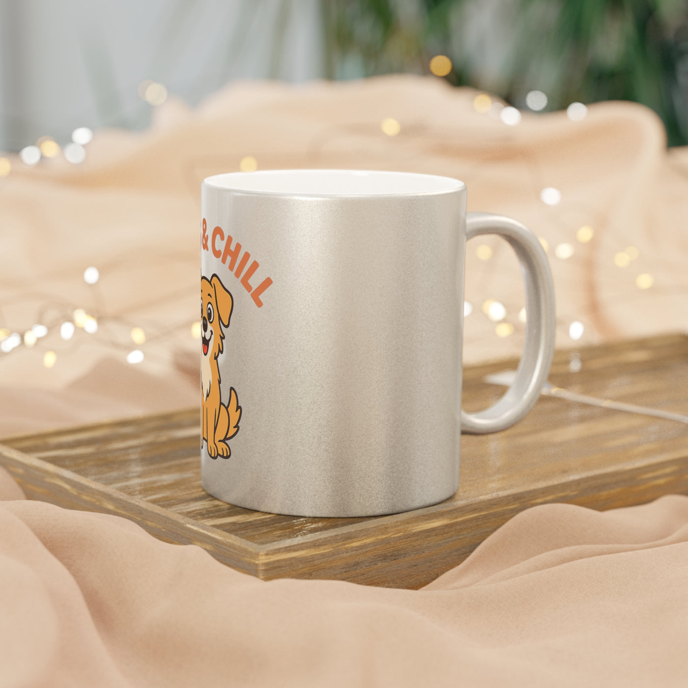 Paws & Chill Metallic Mug – Perfect Gift for Dog Lovers, Pet Owners, Coffee Enthusiasts, Birthday, Christmas, Instant Relaxation