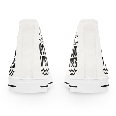 Good Vibes Women's High Top Sneakers, Trendy Sneakers, Casual Footwear, Summer Fashion, Retro Style Sneakers, Gift for Her