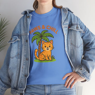 Paws & Chill Funny Cat T-Shirt – Cute Unisex Cat Lover Tee