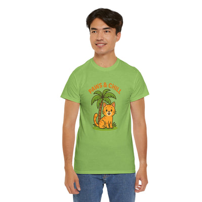 Paws & Chill Funny Cat T-Shirt – Cute Unisex Cat Lover Tee