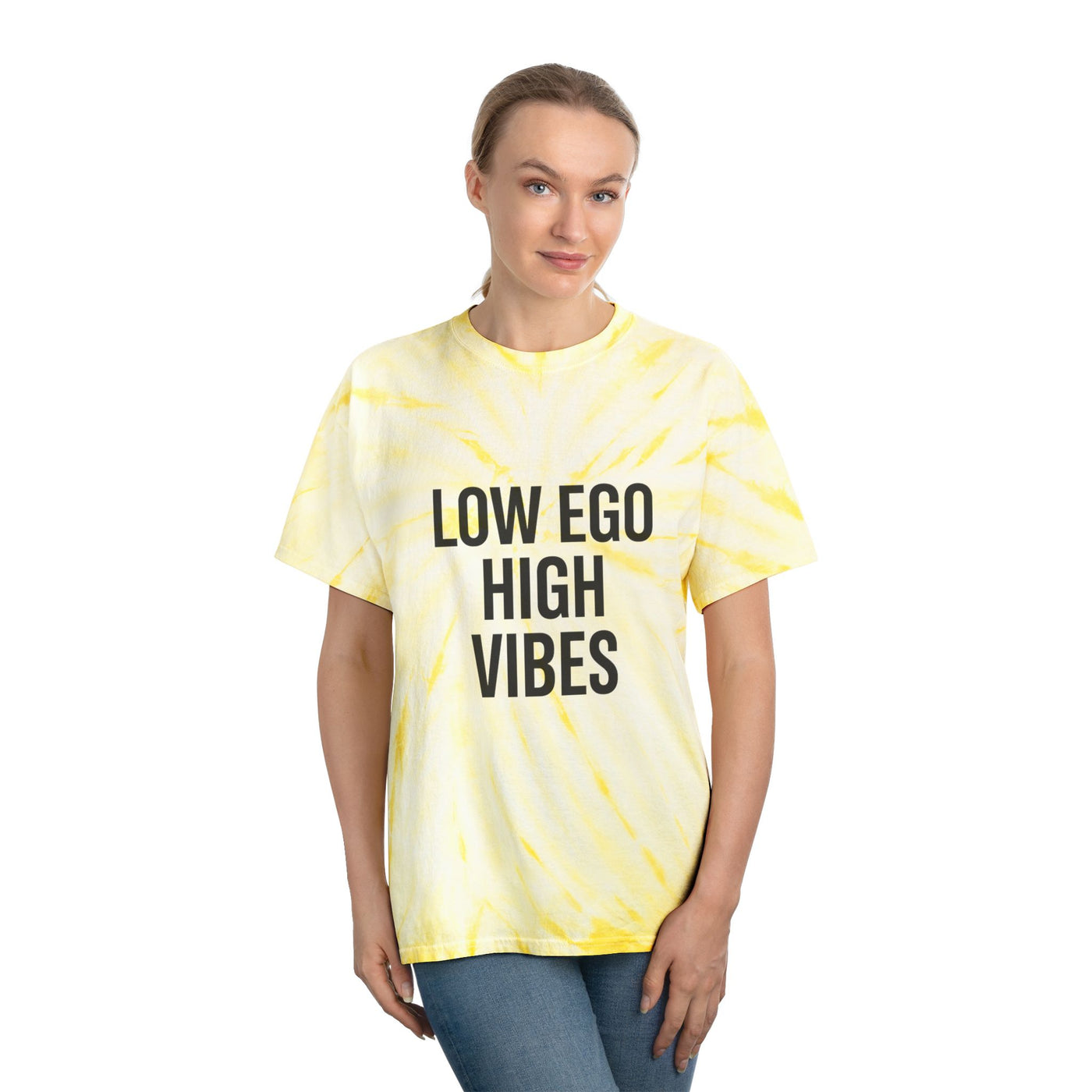 Low Ego High Vibes Tie-Dye Tee, Boho T-Shirt, Positive Vibes Shirt, Casual Summer Top, Gift for Friends, Festival Wear