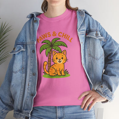 Paws & Chill Funny Cat T-Shirt – Cute Unisex Cat Lover Tee
