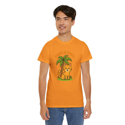 Paws & Chill Funny Cat T-Shirt – Cute Unisex Cat Lover Tee