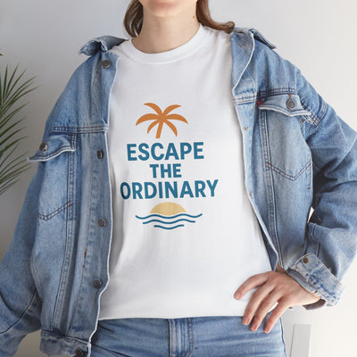 Escape the Ordinary T-Shirt – Tropical Palm Tree Shirt – Adventure Travel Unisex Tee – Summer Beach Shirt – Motivational Graphic Tee