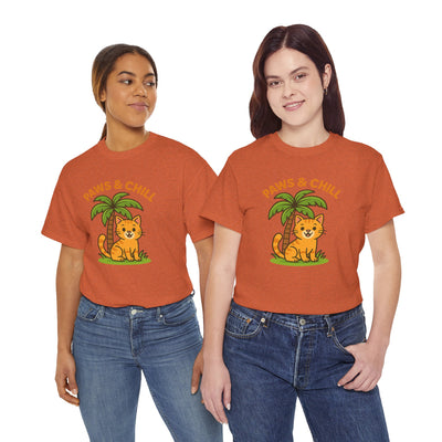 Paws & Chill Funny Cat T-Shirt – Cute Unisex Cat Lover Tee