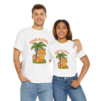 Paws & Chill Funny Cat T-Shirt – Cute Unisex Cat Lover Tee
