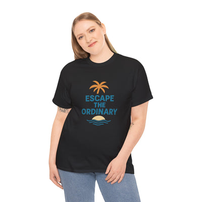 Escape the Ordinary T-Shirt – Tropical Palm Tree Shirt – Adventure Travel Unisex Tee – Summer Beach Shirt – Motivational Graphic Tee