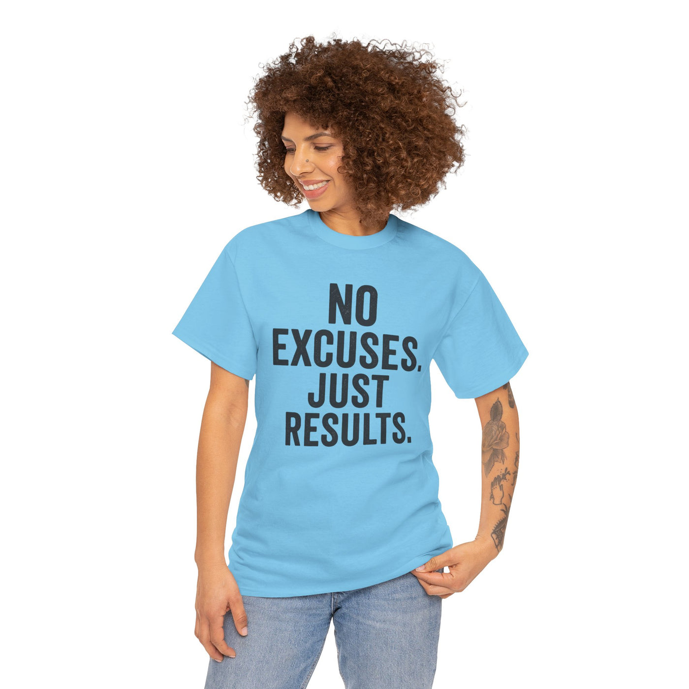 Motivational Unisex Heavy Cotton Tee - No Excuses Just Results, Fitness Shirt, Workout Apparel, Inspirational Top, Gift for Athletes, [...]