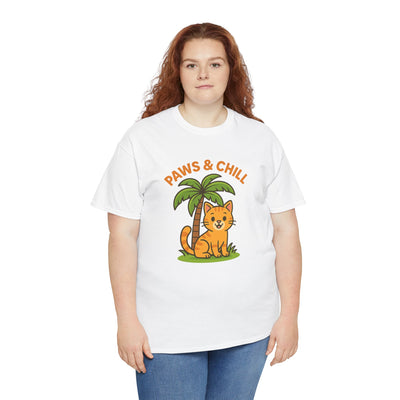 Paws & Chill Funny Cat T-Shirt – Cute Unisex Cat Lover Tee