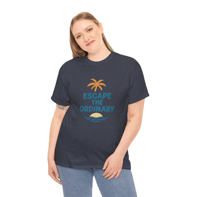 Escape the Ordinary T-Shirt – Tropical Palm Tree Shirt – Adventure Travel Unisex Tee – Summer Beach Shirt – Motivational Graphic Tee