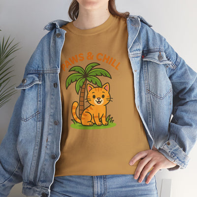 Paws & Chill Funny Cat T-Shirt – Cute Unisex Cat Lover Tee