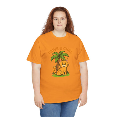 Paws & Chill Funny Cat T-Shirt – Cute Unisex Cat Lover Tee