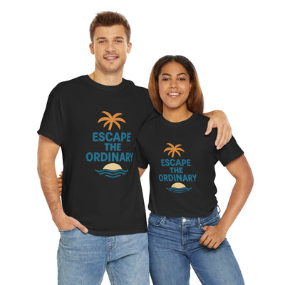 Escape the Ordinary T-Shirt – Tropical Palm Tree Shirt – Adventure Travel Unisex Tee – Summer Beach Shirt – Motivational Graphic Tee