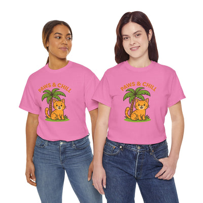 Paws & Chill Funny Cat T-Shirt – Cute Unisex Cat Lover Tee