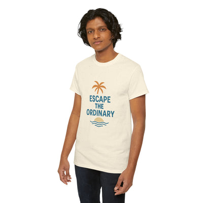 Escape the Ordinary T-Shirt – Tropical Palm Tree Shirt – Adventure Travel Unisex Tee – Summer Beach Shirt – Motivational Graphic Tee