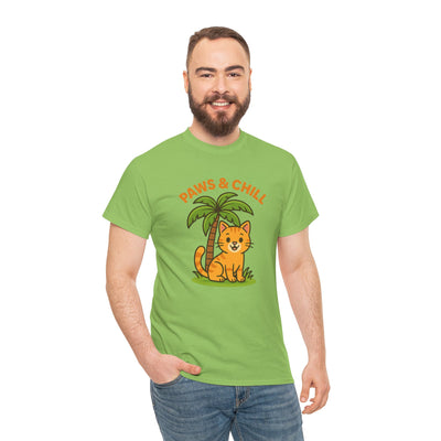 Paws & Chill Funny Cat T-Shirt – Cute Unisex Cat Lover Tee