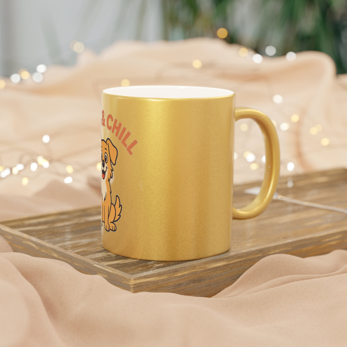 Paws & Chill Metallic Mug – Perfect Gift for Dog Lovers, Pet Owners, Coffee Enthusiasts, Birthday, Christmas, Instant Relaxation