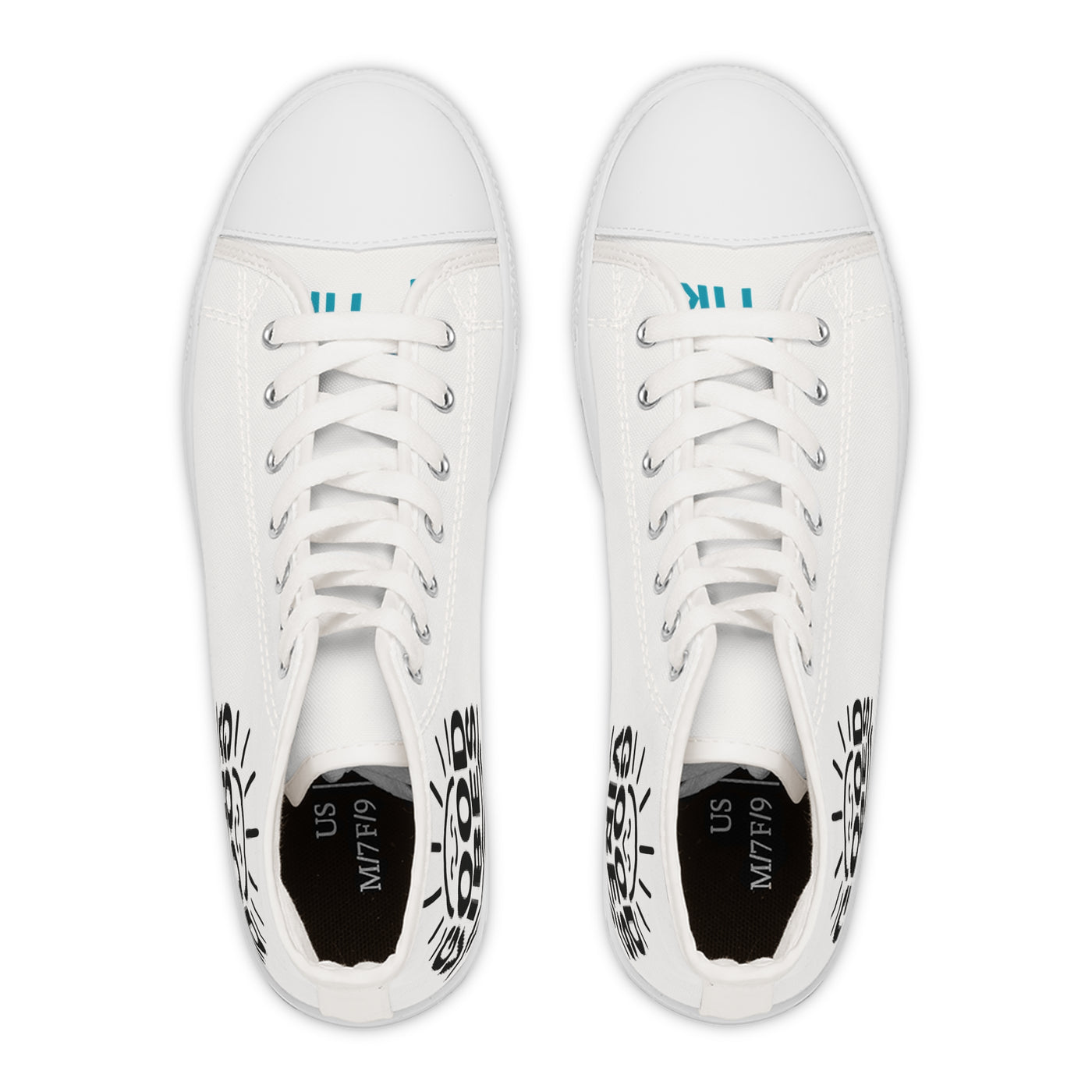Good Vibes Women's High Top Sneakers, Trendy Sneakers, Casual Footwear, Summer Fashion, Retro Style Sneakers, Gift for Her