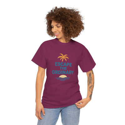Escape the Ordinary T-Shirt – Tropical Palm Tree Shirt – Adventure Travel Unisex Tee – Summer Beach Shirt – Motivational Graphic Tee