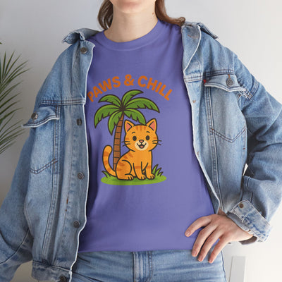 Paws & Chill Funny Cat T-Shirt – Cute Unisex Cat Lover Tee