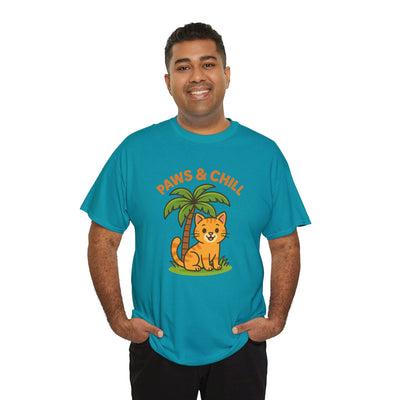 Paws & Chill Funny Cat T-Shirt – Cute Unisex Cat Lover Tee