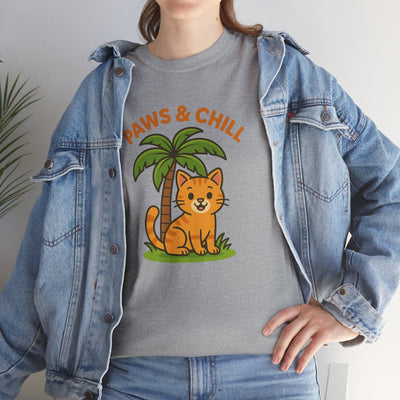 Paws & Chill Funny Cat T-Shirt – Cute Unisex Cat Lover Tee