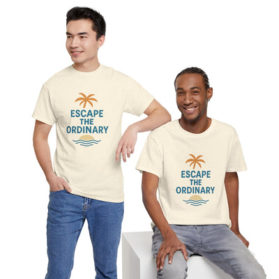 Escape the Ordinary T-Shirt – Tropical Palm Tree Shirt – Adventure Travel Unisex Tee – Summer Beach Shirt – Motivational Graphic Tee