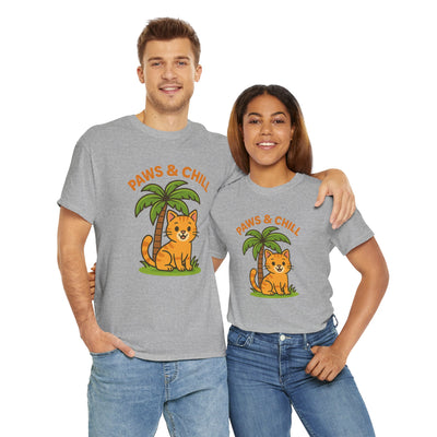 Paws & Chill Funny Cat T-Shirt – Cute Unisex Cat Lover Tee