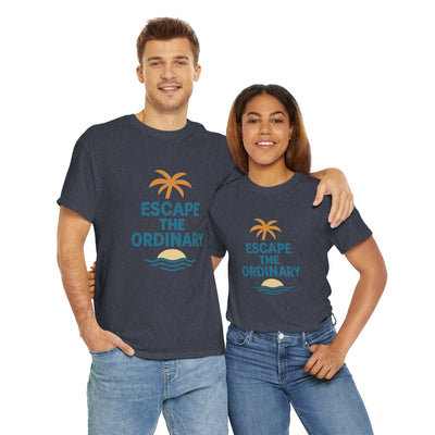 Escape the Ordinary T-Shirt – Tropical Palm Tree Shirt – Adventure Travel Unisex Tee – Summer Beach Shirt – Motivational Graphic Tee